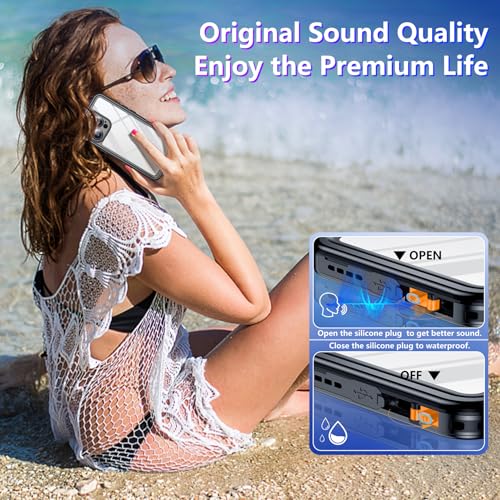 Compatible with iPhone 16 Pro Case Waterproof, Built-in Screen & Camera Protector IP68 Underwater Full Body 16FT Military Dropproof Shockproof Phone Case 6.3"-Black/Clear - color: Black, size: iPhone 16 Pro