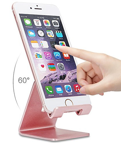 Cell Phone Stand, ZTON Aluminum Metal Tablet Stand, Mobile Phone Holder for iPhone iPad Samsung for Desk Table Bedroom Kitchen (Rose Gold) - color: Rose Gold