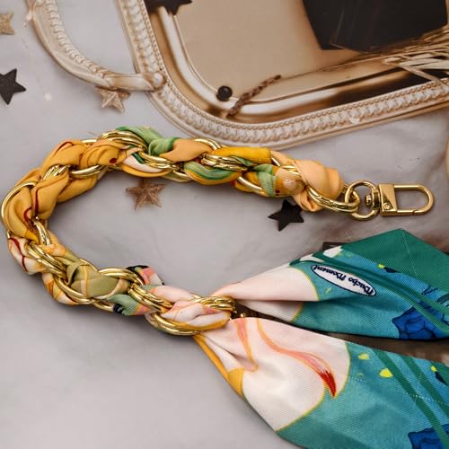 AGEN KGEN Phone Charms with Scarf Gold Metal Phone Lanyard Wrist Strap - color: Colorful