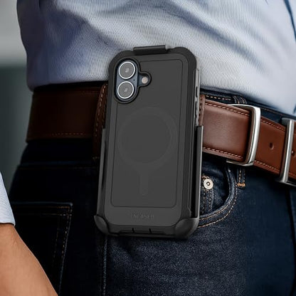 Encased for iPhone 17 Case with Belt Clip (Falcon Series) Full-Body Case with Built-in Screen Protector and Phone Holster (Compatible with MagSafe) Black - size: iPhone 17