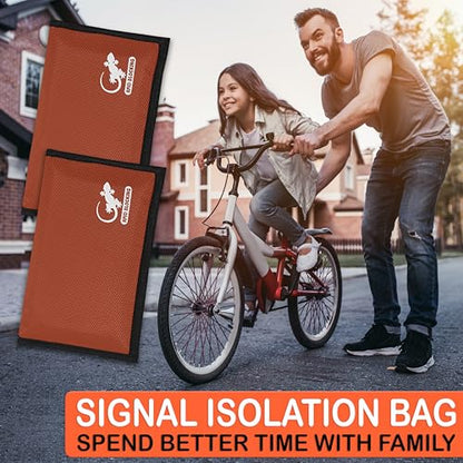 Faraday Bag Anti-Tracking GPS RFID Car Key Signal Blocker Wallet Shielding Pouch Protective Case for Cell Phone Car Key FOB, Data Privacy, Electronic Device Security (ORANGE - NYLON) - color: ORANGE - NYLON