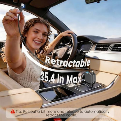 OHLPRO Retractable Car Charger Cigarette Lighter Adapter, 168W 5 in 1 Fast Phone Charging Built-in Replaceable Fuse, Socket Splitter with USB C and USB C Cord, Fit for Phone iPad Galaxy GPS, Grey - size: USB-C+USB-C