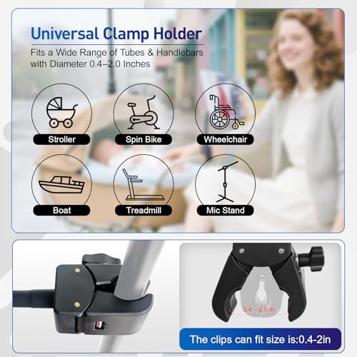 ROCKFREE Clamp Tablet Holder for Treadmill,Heavy-Duty,11.8" Gooseneck Arm