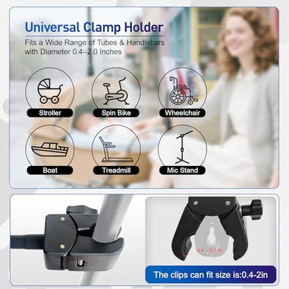 ROCKFREE Clamp Tablet Holder for Treadmill,Heavy-Duty,11.8" Gooseneck Arm