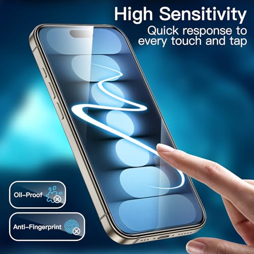 JETech Screen Protector for iPhone 15 Pro Max, 2-Pack | 9H Tempered Glass, HD Clear, Anti-Scratch Protection, Easy Installation Tool - size: iPhone 15 Pro Max