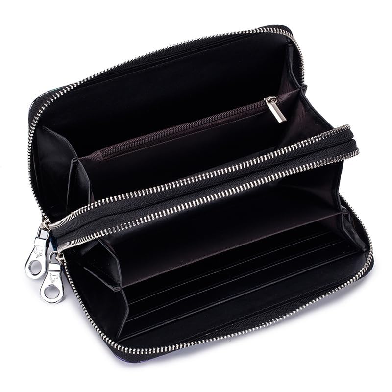 GOIACII Women's Wallet RFID Blocking Leather Wristlet - color: B02 Butterflies Dragonflies