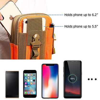 Tactical Waist Pouch EDC Molle Waist Bag Belt Phone Pouch Holster Purse Carrying Pouch for Smartphone, Tools - color: Orange
