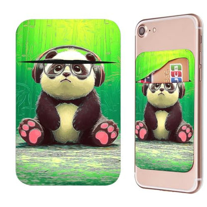Phone Credit Card Holder Stick on, Cell Phone Pocket Self Adhesive Stretchy Stick on Wallet ID Credit Card Case Pouch Sleeve with Flap for All Smartphones, Forest Panda - color: Forest Panda