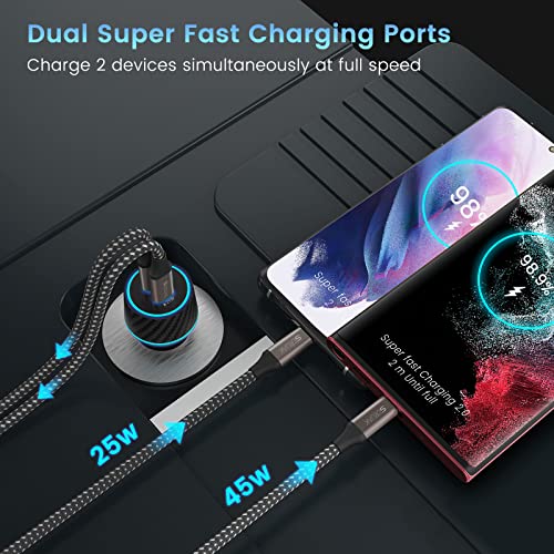 S25 S26 Ultra Charger Type C, SCRUAK 45W Super Fast USB-C Wall/Car Charger - size: 3.3FT+3.3FT