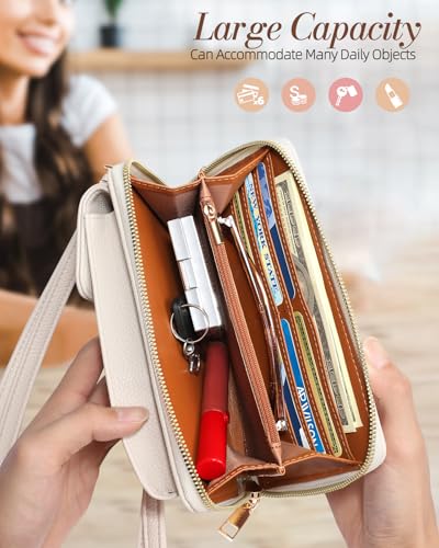 Miss Adola Phone Purse for Women Leather Crossbody Bag | Large Phone Pocket, Magnetic Snap, Zipper Pocket, 4 Card Slots, Adjustable Shoulder Strap, Leather Small Purse for Daily Use - color: Daisy