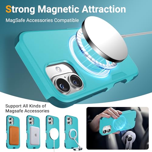 jaroco Magnetic for iPhone 16 Case Heavy Duty Rugged Dual-Layer Teal - color: Teal, size: iPhone 16