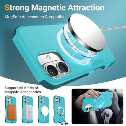 jaroco Magnetic for iPhone 16 Case Heavy Duty Rugged Dual-Layer Teal - color: Teal, size: iPhone 16