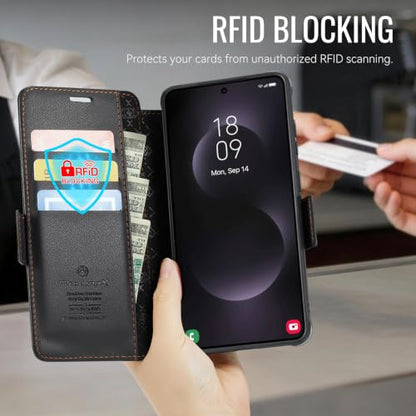 for Galaxy S25 Ultra Slim Wallet Case Wireless Charging, Black - color: Black, size: Samsung Galaxy S25 Ultra