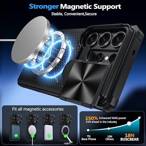 Magnetic for Samsung Galaxy S26 Ultra Case-Black | [Slide Camera Cover][Kickstand][Compatible with MagSafe] Military Drop Protection Phone Case for Galaxy S26 Ultra - color: Black