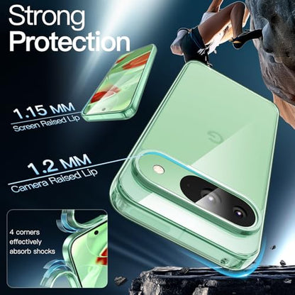 JETech Case for Google Pixel 9/9 Pro, Anti-Yellowing, Wintergreen | Shockproof Protection, Scratch Resistant Hard PC Back, Durable Transparent TPU Bumper - color: Wintergreen, size: Pixel 9/9 Pro