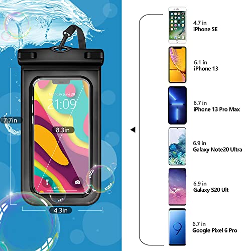 wyyw 5 pcs Universal Waterproof Phone Pouch, Cellphone Dry Bag IPX8 Underwater Waterproof Case Compatible with iPhone 12/11 Pro Max/Pro/8 Plus, Galaxy S21/S20/S10/Note 20/10/9, Plus Phones up to 6.8" - color: multi color 3