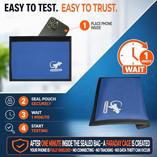 Gecko Travel Tech Faraday Bag Anti-Tracking GPS RFID Car Key Signal Blocker Wallet Shielding Pouch Protective Case for Cell Phone Car Key FOB, Data Privacy, Electronic Device Security (LIGHT BLUE) - color: LIGHT BLUE