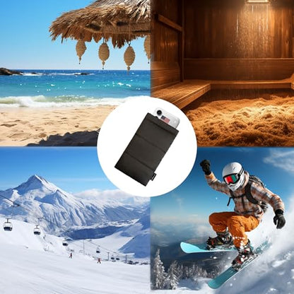 Thermal Phone Case Prevent OVERHEATING in The Sun, Cellphone Pouch for Camping Prevents Freezing with Flag, Extends Battery Life, Outdoor Warm Cover Bags for iPhone,Samsung Galaxy (Brown) - color: Brown