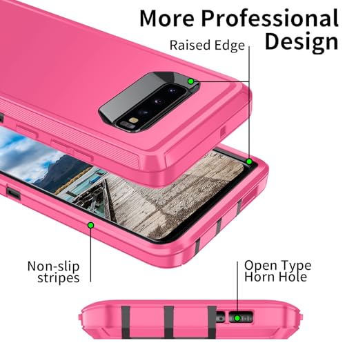 for Galaxy S10 Case,[Without Screen Protector] Heavy Duty Shockproof Dust/Drop Poof 3 Layers Full Bady Protection Rugged Cover for Galaxy S10,Pink/Black - color: Pink/Black