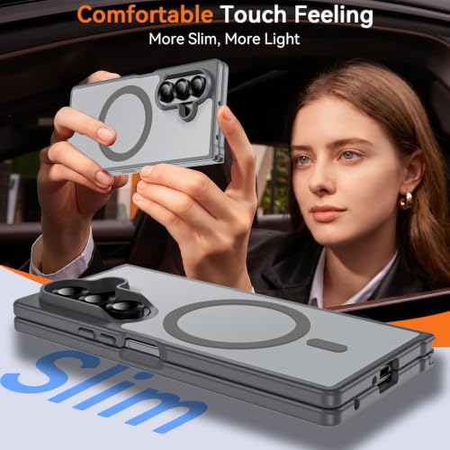 Hensinple for Samsung Galaxy Z Fold 8 Ultra Case,Z Fold8 Ultra| Z Fold 7 Case [Compatible with MagSafe] Translucent Matte Military Grade Protection Shockproof Rugged Magnetic Phone Cover(Gray) - color: Z Fold 8 Ultra-Gray, size: Galaxy Z Fold 8 Ultra| Z F