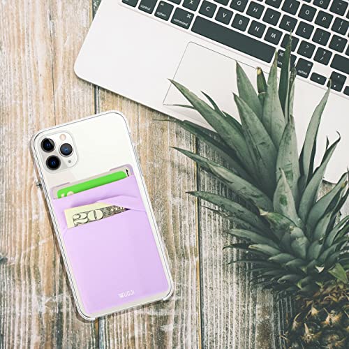 RFID Blocking Phone Card Wallet - Double Secure Pocket - Ultra-Slim Self Adhesive Credit Card Holder Card Sleeves Phone Wallet Sticker All Smartphones (Light Purple)-2PC - color: Purple