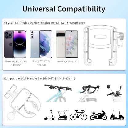 Bike Phone Holder, Handlebar Mount for Motorcycle, Scooter, Mountain, Ebike