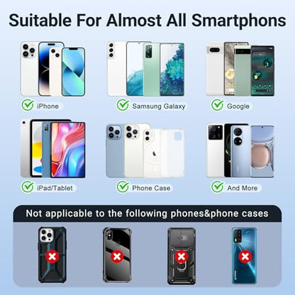 SHANSHUI Cell Phone Wallet, Ultra Slim Leather Adhesive Card Holder for Phone Case Compatible with iPhone, Most Smartphones -2 Pack White Blue - color: White + Blue