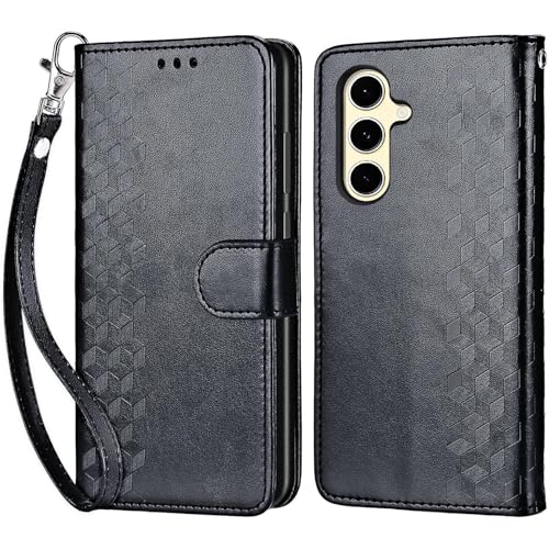 for Samsung Galaxy S24 FE Wallet case, Black-Cube | 3 Card Holders, Kickstand, Shockproof TPU Shell, PU Leather, Magnetic Closure, Protective Flip Folio Cover, Women - color: 4