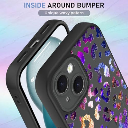 KANGHAR Compatible with iPhone 15 Case Leopard Cheetah Pattern -Black - color: Black-Leopard(Iridescent), size: iPhone 15