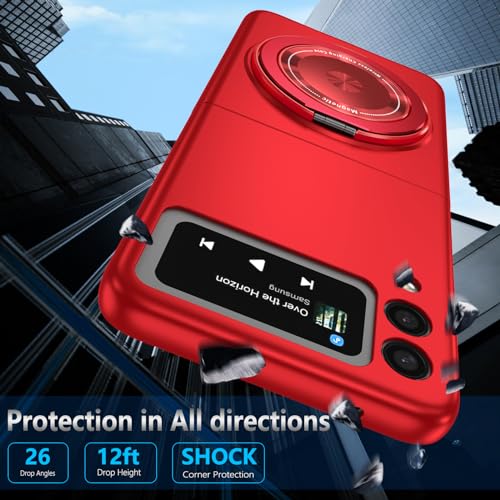 Magnetic Case for Samsung Galaxy Z Flip 3, [Compatible with MagSafe] Military Grade Shockproof Slim fit Samsung Z Flip 3 Phone Case with Magnetic Ring Kickstand, Red - color: Red, size: Samsung Galaxy Z Flip 3