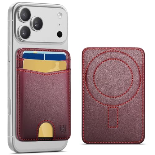 for Magsafe Wallet Magnetic Card Holder RFID Blocking, Wine Red - color: Wine Red