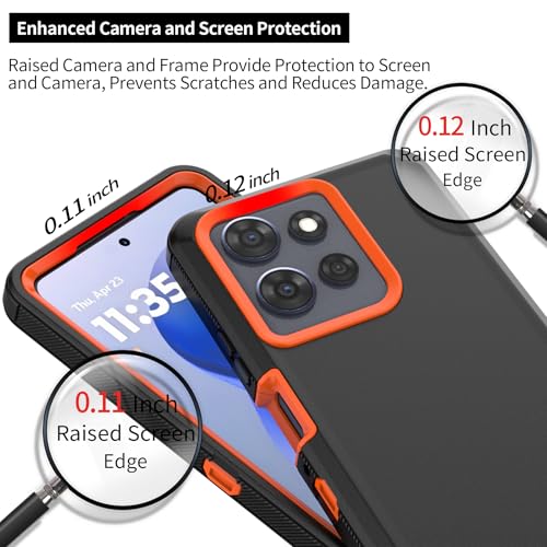 Rugged Phone Case for Moto G Power 5G 2025/Moto G Play 2025, with Belt Clip Holster & Kickstand Heavy Duty Shockproof Protective Full Body Case (Orange) - color: Orange