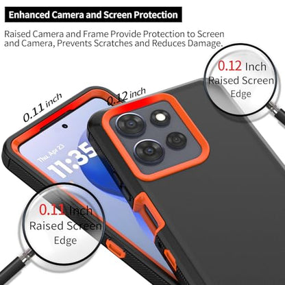Rugged Phone Case for Moto G Power 5G 2025/Moto G Play 2025, with Belt Clip Holster & Kickstand Heavy Duty Shockproof Protective Full Body Case (Orange) - color: Orange