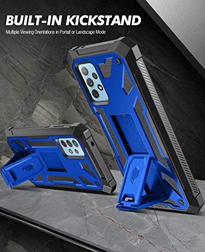 Poetic Spartan Case for Samsung Galaxy A72, Built-in Screen Protector Work with Fingerprint ID, Full Body Rugged Shockproof Protective Cover Case with Kickstand, Metallic Cobalt Blue - color: Metallic Cobalt Blue