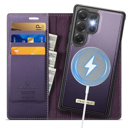 for Samsung Galaxy S26 Ultra 2in1 Detachable Wallet Case, Purple | Compatible with Magsafe, Magnetic, RFID Blocking Card Holder, Shockproof, Kickstand, Wireless Charging, PU Leather Flip Cover - color: (Detachable 2 in 1)-Purple, size: Galaxy S26 Ultra