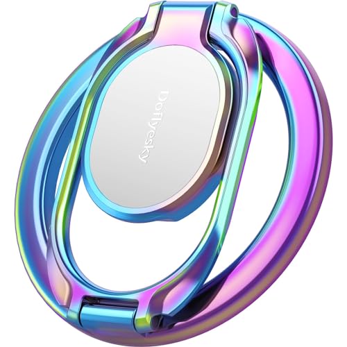 Doflyesky Magnetic Phone Ring Holder with Magsafe, Double Adjustable Gym Finger Ring Grip, Removable Phone Grip, for iPhone, iPad and Smartphones, Compatible with Magnetic Car Mount (Colorful) - color: colorful