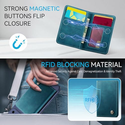 Defencase for Magsafe Wallet Magnetic Card Holder RFID Blocking, R-Green - color: Retro Blue Green