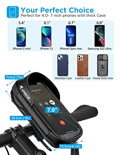 whale fall Bike Handlebar Bag, Bike Phone Holder, Fits Phones up to 7 in | Quick release mount, TPU touchscreen access, stable shockproof storage, waterproof design for commutes and long rides
