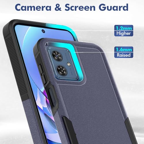 for Moto G54 Case Dual Layer Hard Shockproof Protective Case with Tempered Glass Screen Protector Heavy Duty Hybrid Full Body Anti-Scratch Anti-Slip Phone Cover Deep Blue - color: Moto G54 - Deep Blue