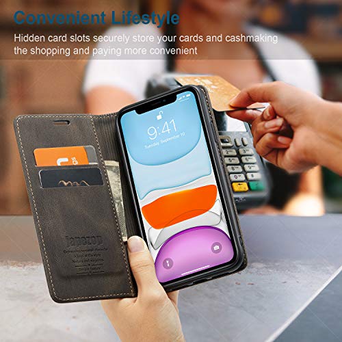 japezop Compatible with iPhone 11 Case,iPhone 11 Case Wallet with[RFID Blocking] Card Holder Kickstand, Leather Flip Wallet Case for iPhone 11 6.1 inch(Coffee) - color: Coffee, size: iPhone 11 6.1 Inch