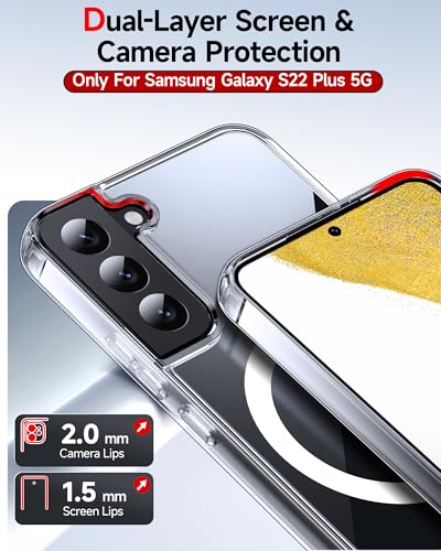 LeYi for Galaxy S22-Plus Phone Case: MagSafe Fit Raised Camera Guard, Clear | Transparent Slim Protective Girls Women Men para Samsung Galaxy S22 Plus Case Mobile Android Unlocked S 22 + S22plus 6.6 Inch - color: Clear, size: Galaxy S22 Plus (6.6 Inch)