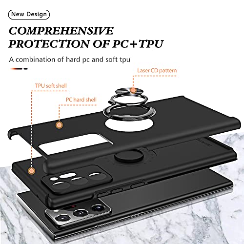 for Note 20 Ultra Case, Samsung Galaxy Note 20 Ultra Case with Self Healing Flexible TPU Screen Protective [2 Pack], Military Grade Invisible Kickstand Case for Samsung Note 20 Ultra 5G-Black - color: YX-Black