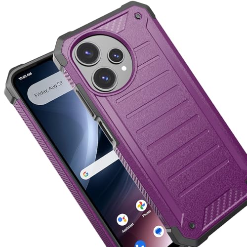 TJS for Cricket Icon Plus 2026 Phone Case, AT&T Verge 2 5G Case (Purple) | with Tempered Glass Screen Protector, Premium Tough Lined Design Hybrid Shockproof Heavy Duty Phone Case Cover - color: Purple