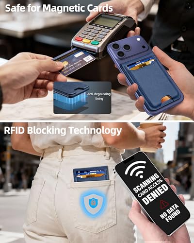 For Magsafe Wallet with Money Clip, 5 Card Holder, Adjustable Stand | Strongest Magnetic Wallet for iPhone 17/16/15/14/13/12 Series, ID Window, RFID Blocking, Not for 13/12 Mini, Navy Blue - color: Navy Blue