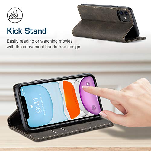 japezop Compatible with iPhone 11 Case,iPhone 11 Case Wallet with[RFID Blocking] Card Holder Kickstand, Leather Flip Wallet Case for iPhone 11 6.1 inch(Coffee) - color: Coffee, size: iPhone 11 6.1 Inch