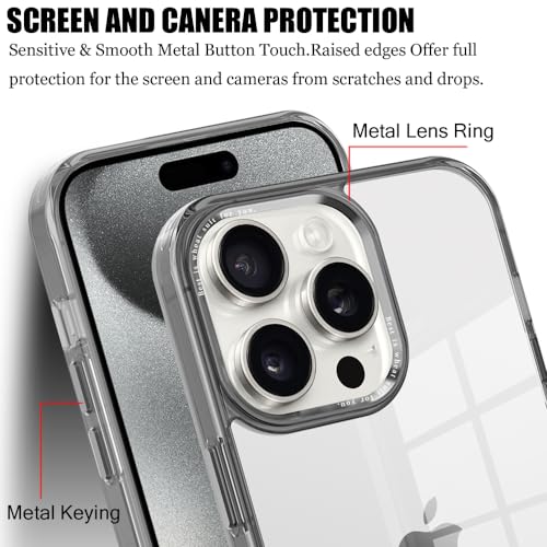 for iPhone 15 Pro Max Case,[Anti-Yellowing] [Military-Grade Protection] Anti-Scratch Transparent Back Slim Shockproof 15 Pro Max Phone Case 6.7 inch (Gray) - color: Gray