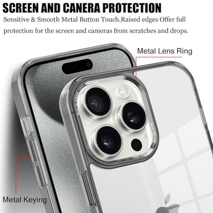 for iPhone 15 Pro Max Case,[Anti-Yellowing] [Military-Grade Protection] Anti-Scratch Transparent Back Slim Shockproof 15 Pro Max Phone Case 6.7 inch (Gray) - color: Gray