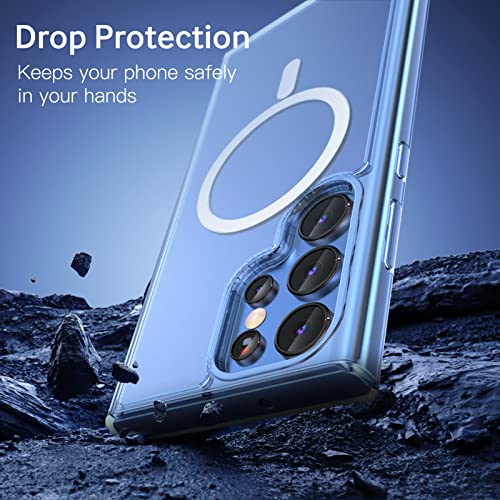 for Samsung Galaxy S23 Ultra Case Clear Magnetic Phone Case [Compatible with MagSafe] Slim Transparent Hard Back Case Cover Military Drop Protection Case - color: Clear, size: S23 Ultra