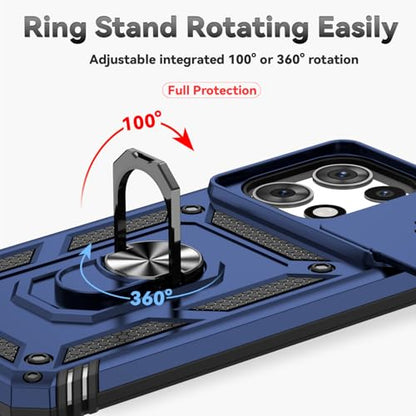 for Motorola Moto G 2025 / Moto G 2026 / Moto G Play 2026 Case, with Slide Camera Cover Screen Protector Ring Holder Kickstand Military Grade Protection Drop Tested Protective Phone Case (Navy Blue) - color: Navy Blue with camera cover Military-Grade 2nd