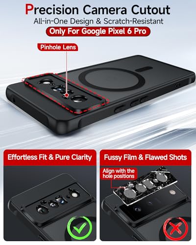 LeYi for Pixel-6-Pro Case [MagSafe Fit] Slim Matte Translucent, Black | Google Pixel 6 Pro Case Magnetic Military-Grde Protection Funda para Googlr 6Pro 256GB Smartphone Android Mobile Unlocked - color: Black, size: Pixel 6 Pro (6.7 Inch)